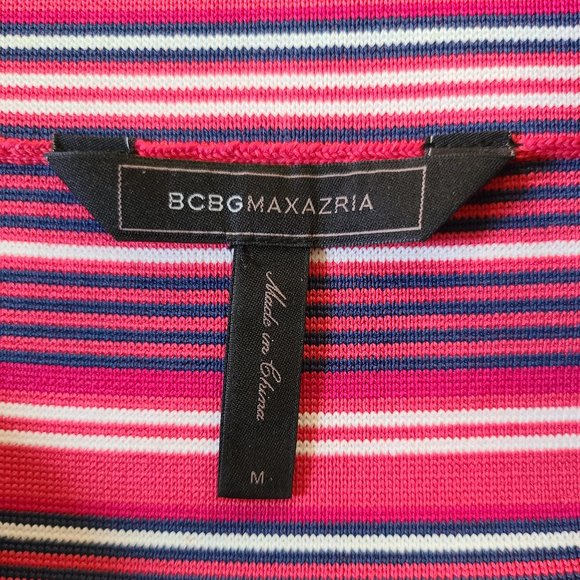 BCBG Max Azria Pink Navy White Striped Tulip Hem Bandage Mini Skirt - Picture 3 of 7